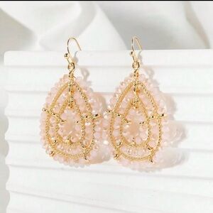 ⭐️Gold and Pink Geometric Crystal Earrings